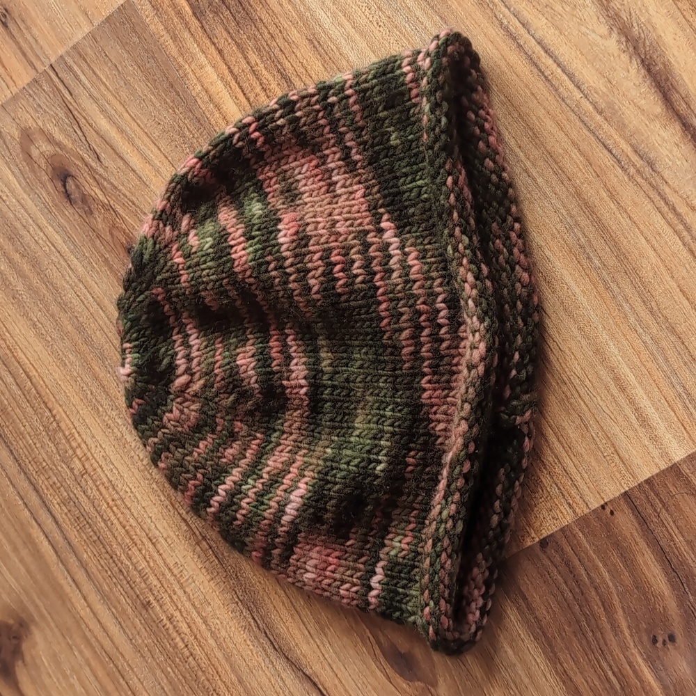 Pink And Green Camo Handknit Hat